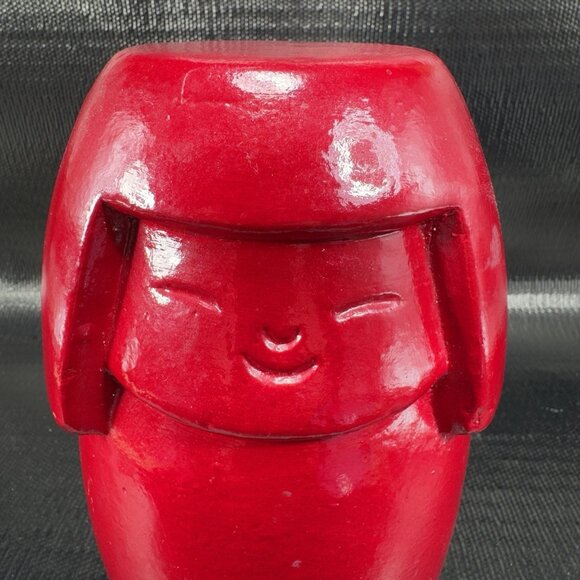 Kokeshi Doll Red Clay Japanese Terracotta Pottery Sculpture 8inch Heavy Figure - Picture 5 of 11